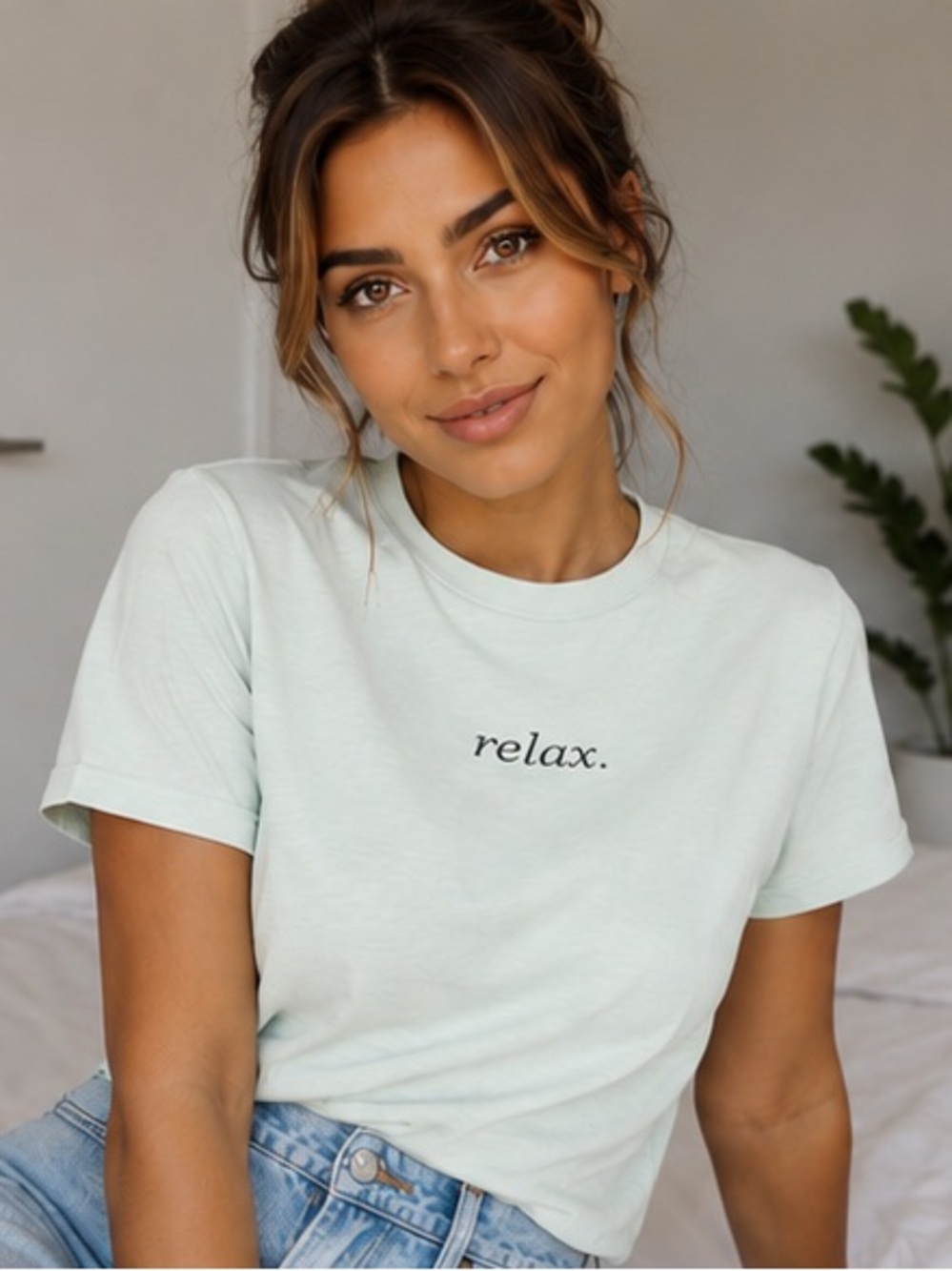 Relax Graphic Crewneck Tee - Light Mint